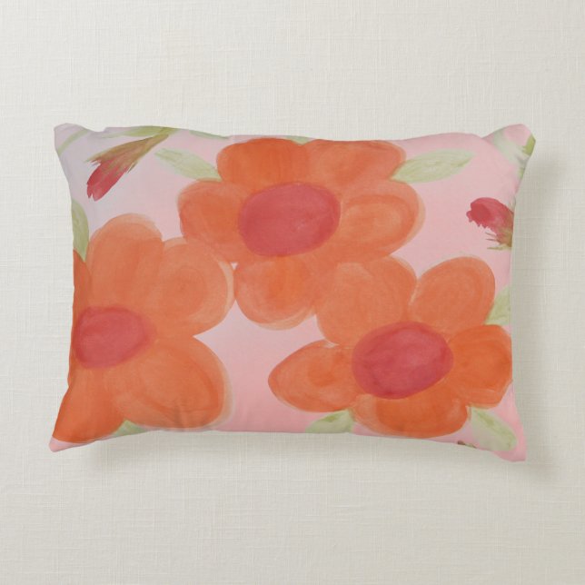 Coral Red and Orange Decorative Cushion (Back)