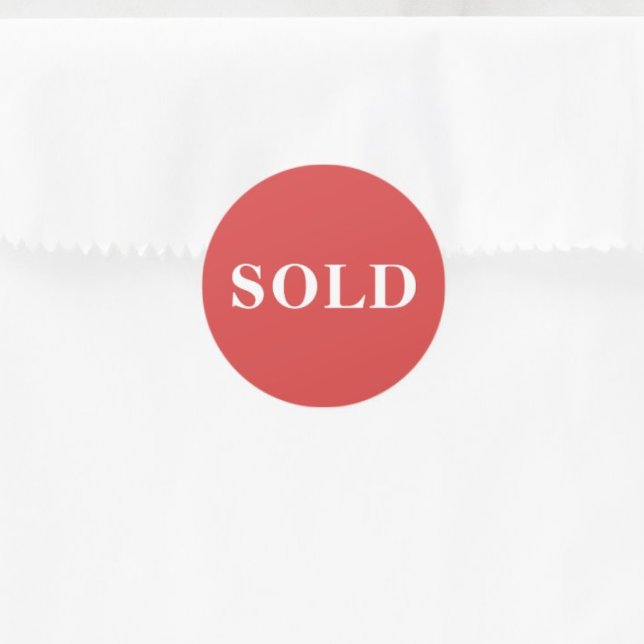 Coral Red Classic Typography Custom Sold Round Sticker ("Everyday is abundantly beautiful." 
Sincerely Best Wishes from Lucky Design World)