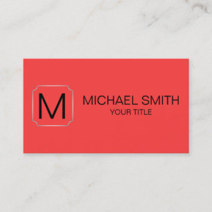 Coral red colour background business card