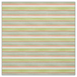 Coral Red Lime Green Watercolor Stripes Pattern Fabric