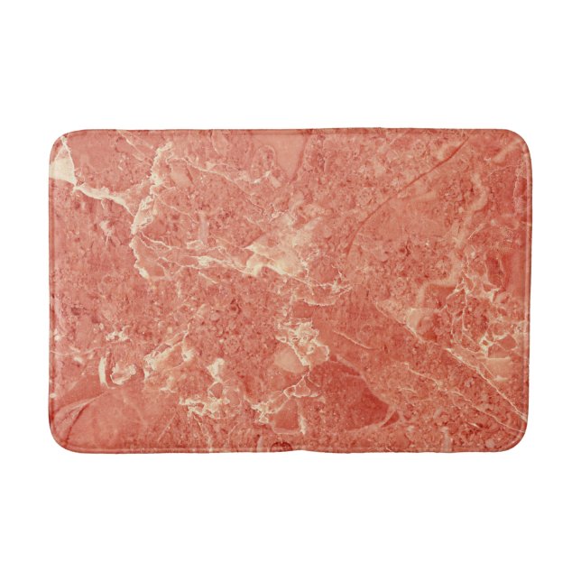 Coral Red Marble Texture  Bath Mat (Front)