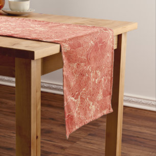 Coral Red Marble Texture Short Table Runner
