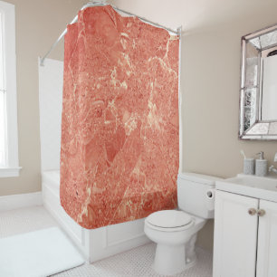 Coral Red Marble Texture  Shower Curtain