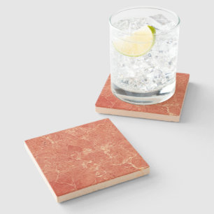 Coral Red Marble Texture Stone Coaster