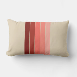 Coral Red Pink Beige Stripes Lumbar Cushion