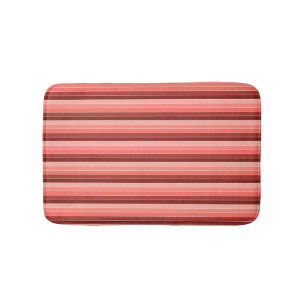 Coral Red Pink Stripes Bath Mat