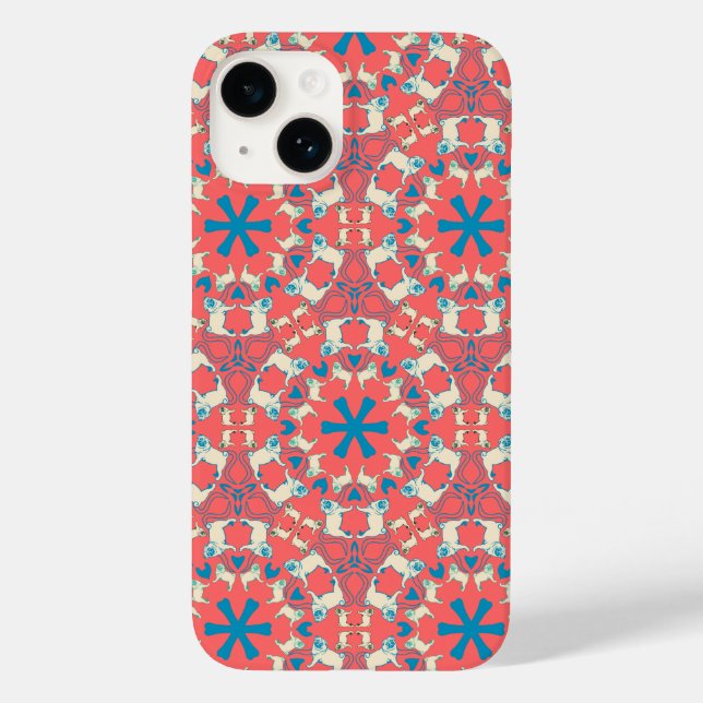 Coral Red Pug Pattern Case (Back)