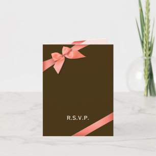 Coral Red Ribbon RSVP Note Invitation