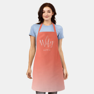 Coral red simple personalised wifey apron