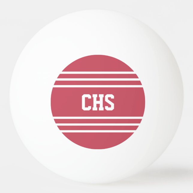 Coral Red Stripes custom monogram balls (Front)