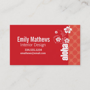 Coral & Red Swirl; Aloha Business Card