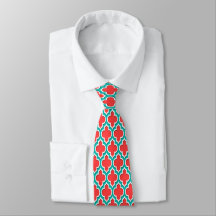 Coral Red Teal White Moroccan Quatrefoil #4DS