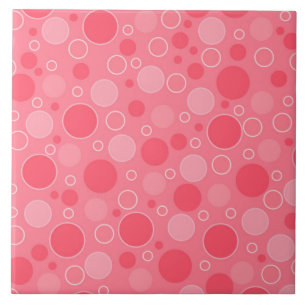 coral red tones with polka dots in retro sixties s ceramic tile