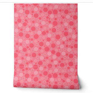 coral red tones with polka dots in retro sixties s wallpaper