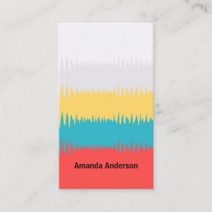 Coral Red Turquoise Blue Yellow Grey White Stripes Business Card