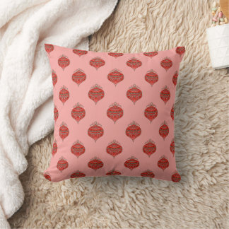 Coral red vintage Christmas bauble Throw Pillow