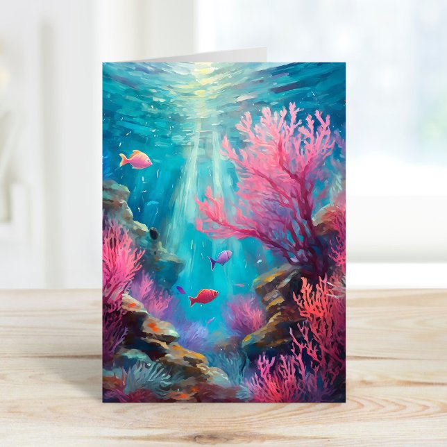 Coral Reef Abstract Ocean Modern Art Card (Creator Uploaded)