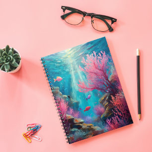 Coral Reef Abstract Ocean Modern Art Notebook