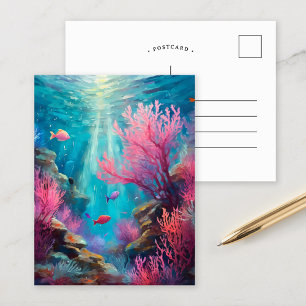 Coral Reef Abstract Ocean Modern Art Postcard