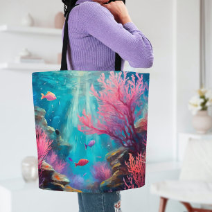Coral Reef Abstract Ocean Modern Art Tote Bag