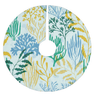 Coral Reef, Algae Seamless Pattern. Brushed Polyester Tree Skirt