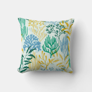 Coral Reef, Algae Seamless Pattern. Cushion