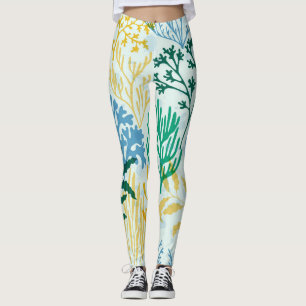 Coral Reef, Algae Seamless Pattern. Leggings