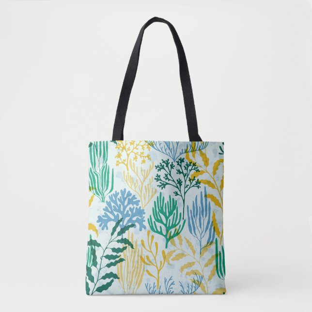 Coral Reef, Algae Seamless Pattern. Tote Bag (Front)