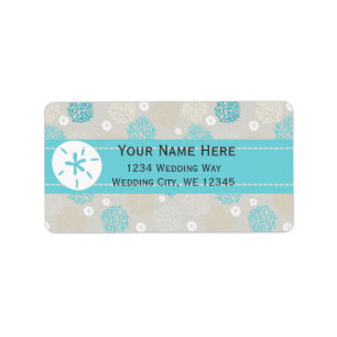 Coral Reef and sand dollar beach theme Label