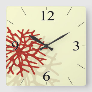 Coral Reef Beach Tropical Island Square Wall Clock