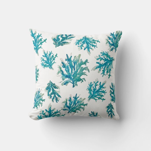 Coral Reef Blue Coastal Living Cushion (Front)