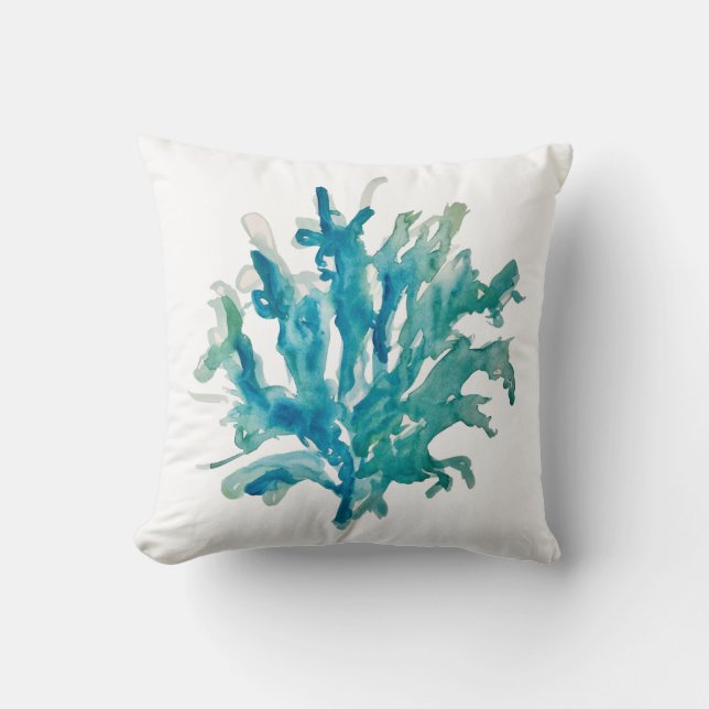 Coral Reef Blue Coastal Living Throw Pillow (Front)
