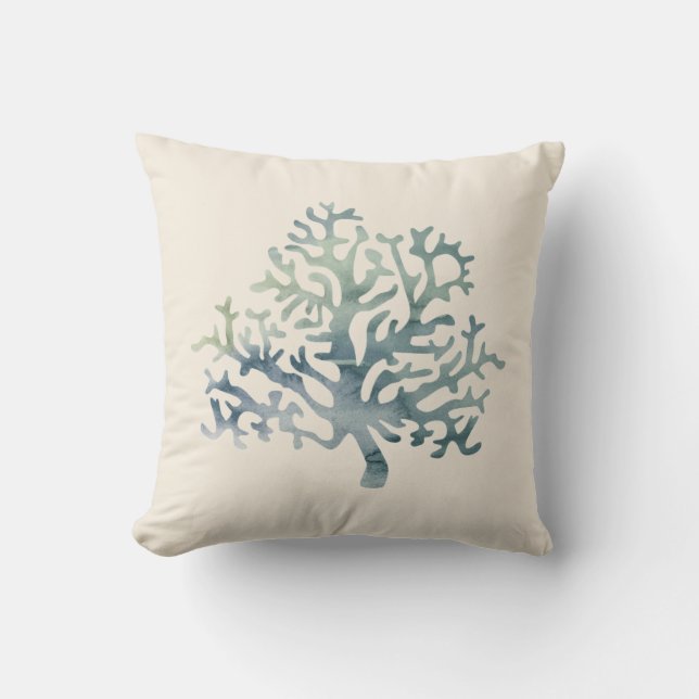 Coral Reef Blue Coastal Living Throw Pillow (Front)