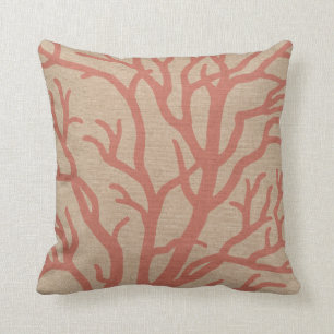 Coral Reef Branches in Coral Pink Cushion