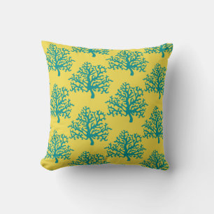 Coral Reef Bright Beach Teal Pillow