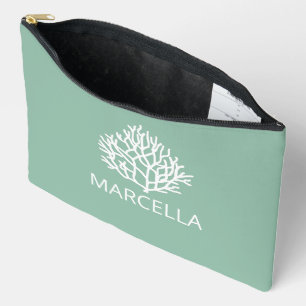 Coral Reef Custom Name Summer Beach Accessory Pouch