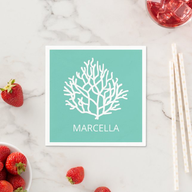 Coral Reef Custom Name Summer Beach   Napkin (Insitu)