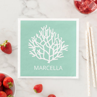 Coral Reef Custom Name Summer Beach Napkin