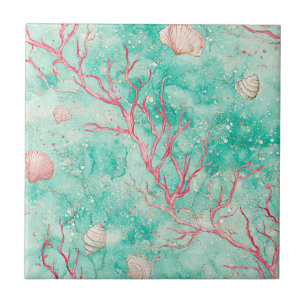 Coral Reef Dive Pattern Ceramic Tile