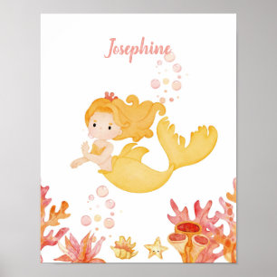 Coral Reef Dreams Mermaid customisable Poster