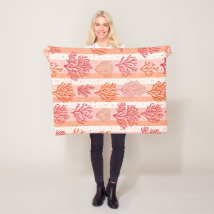 Coral Reef Dreams: Orange & Pink Pattern Fleece Blanket