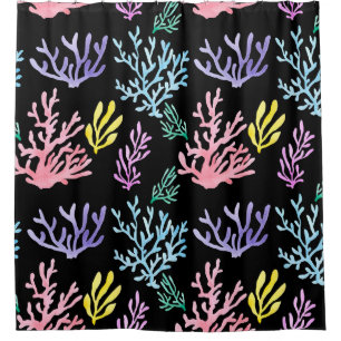 Coral Reef Elegance: Watercolor Pattern Shower Curtain