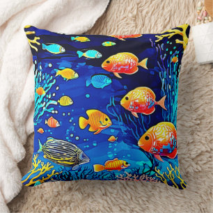 Coral Reef Fish Art Cushion