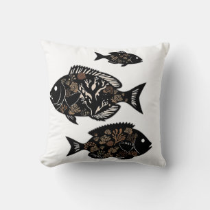 Coral Reef Fish Silhouettes Cushion