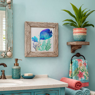 Coral Reef Fish Watercolor Style Marine Life Ceramic Tile