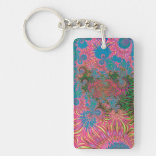 Coral Reef Fractal Abstract Art Key Ring