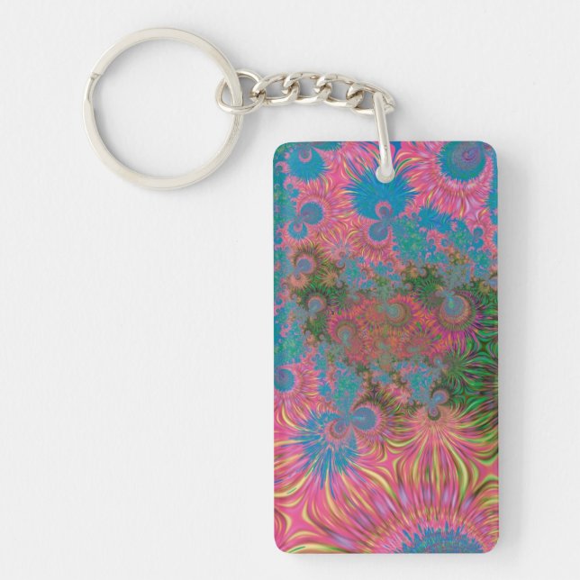 Coral Reef Fractal Abstract Art Key Ring (Front)