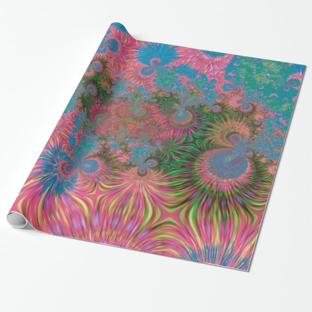 Coral Reef Fractal Abstract Art Wrapping Paper (Unrolled)