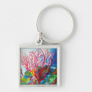 Coral Reef Great Barrier Reef ocean art Key Ring