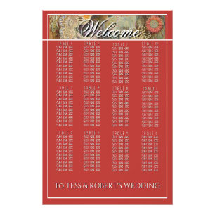 Coral Reef Haeckel Vintage Red Seating Chart  Photo Print